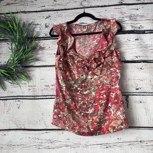 Anne Klein sleeveless blouse ruffle neckline